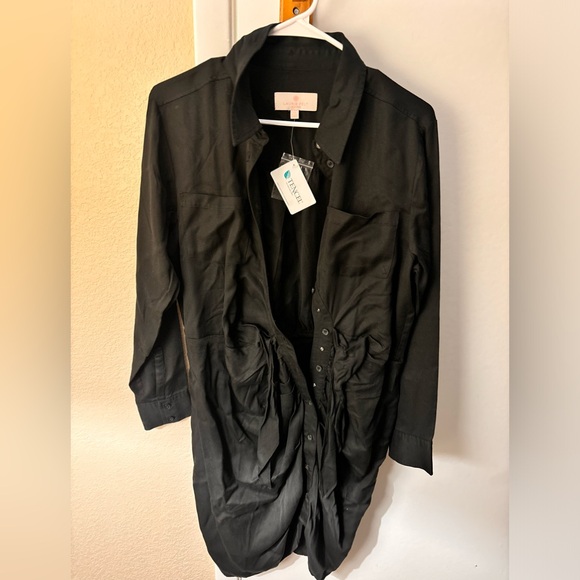 Laurie Felt Black Button-Up Dress artist style Tencal fabric - Picture 1 of 5